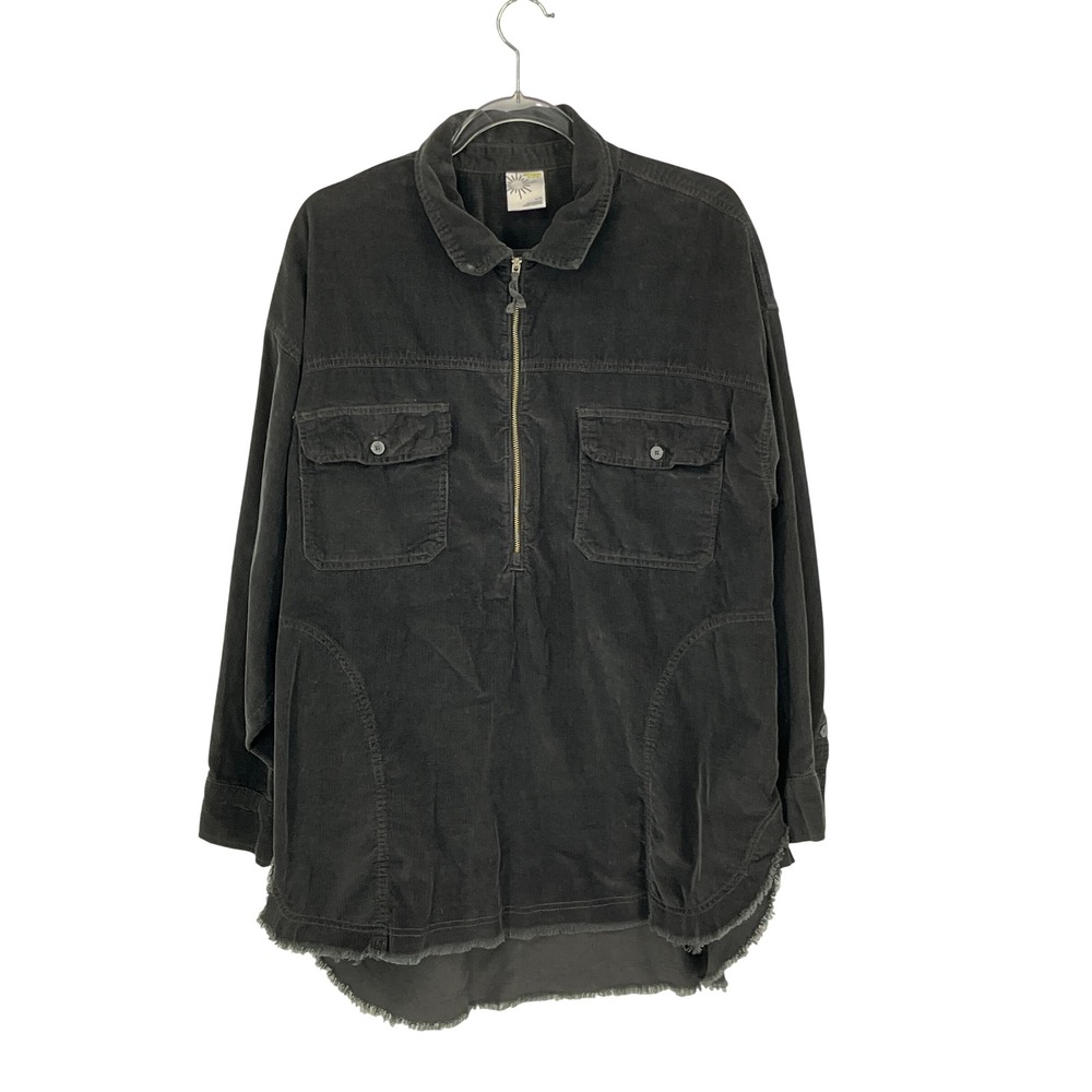 OFFLINE by Aerie Corduroy L Pullover Tunic Black Oversized Skater Grunge Layer